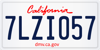 CA license plate 7LZI057