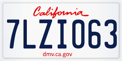 CA license plate 7LZI063