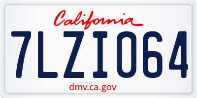 CA license plate 7LZI064
