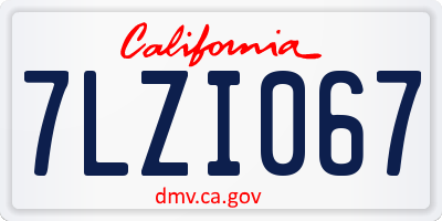CA license plate 7LZI067
