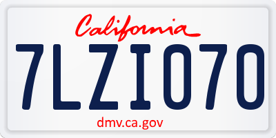 CA license plate 7LZI070