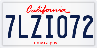 CA license plate 7LZI072