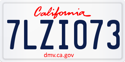 CA license plate 7LZI073