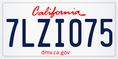 CA license plate 7LZI075