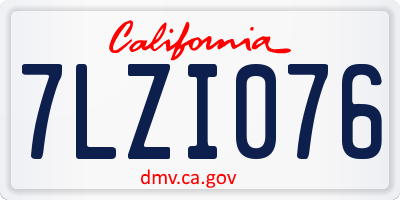 CA license plate 7LZI076