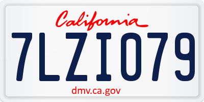 CA license plate 7LZI079