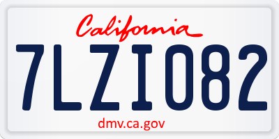 CA license plate 7LZI082