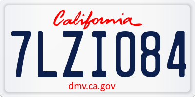 CA license plate 7LZI084