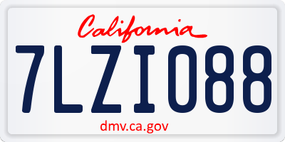 CA license plate 7LZI088