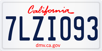 CA license plate 7LZI093