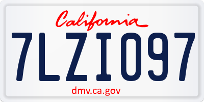 CA license plate 7LZI097