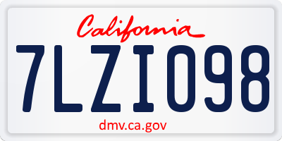 CA license plate 7LZI098