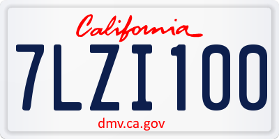 CA license plate 7LZI100