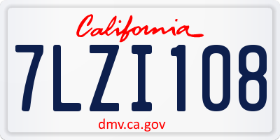 CA license plate 7LZI108