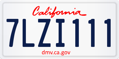 CA license plate 7LZI111