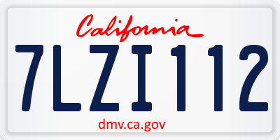 CA license plate 7LZI112