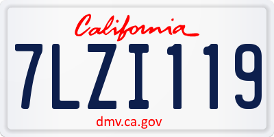 CA license plate 7LZI119