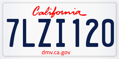 CA license plate 7LZI120