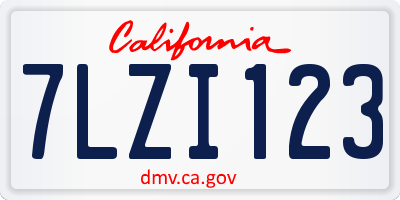 CA license plate 7LZI123