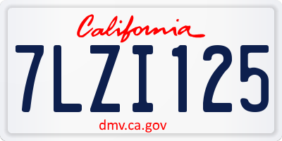 CA license plate 7LZI125