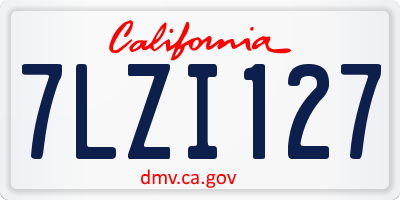 CA license plate 7LZI127