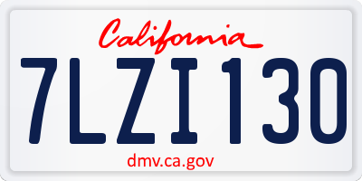 CA license plate 7LZI130