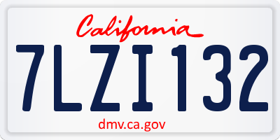 CA license plate 7LZI132