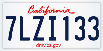 CA license plate 7LZI133