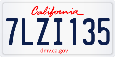 CA license plate 7LZI135
