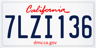 CA license plate 7LZI136