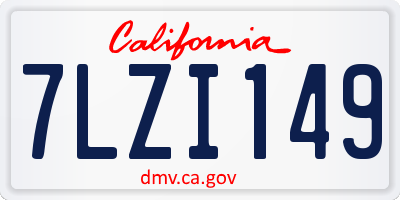 CA license plate 7LZI149