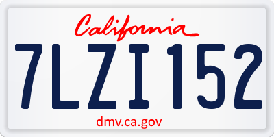 CA license plate 7LZI152