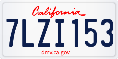 CA license plate 7LZI153
