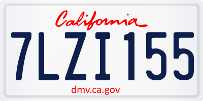 CA license plate 7LZI155