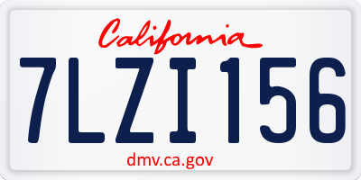 CA license plate 7LZI156