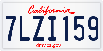 CA license plate 7LZI159
