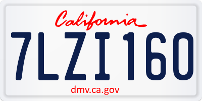 CA license plate 7LZI160