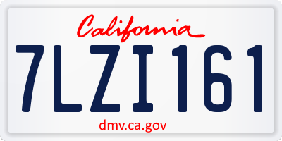 CA license plate 7LZI161