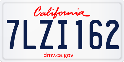 CA license plate 7LZI162