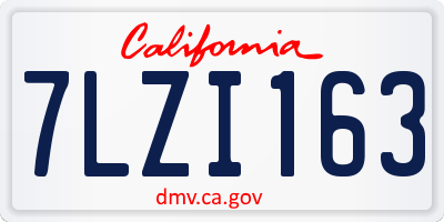 CA license plate 7LZI163