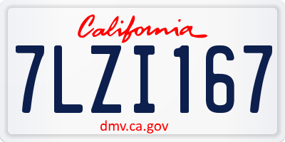 CA license plate 7LZI167