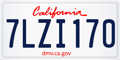CA license plate 7LZI170