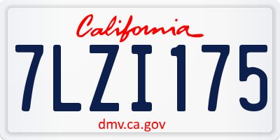 CA license plate 7LZI175