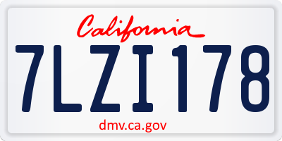 CA license plate 7LZI178