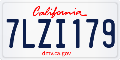 CA license plate 7LZI179