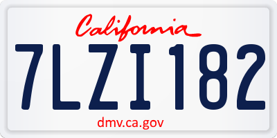 CA license plate 7LZI182