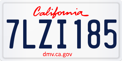 CA license plate 7LZI185
