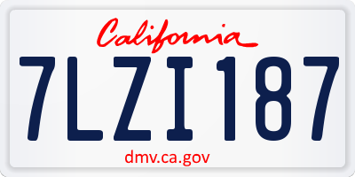 CA license plate 7LZI187
