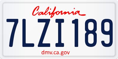 CA license plate 7LZI189