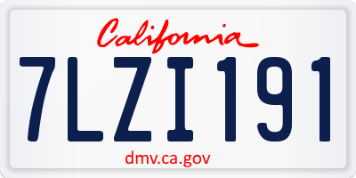 CA license plate 7LZI191